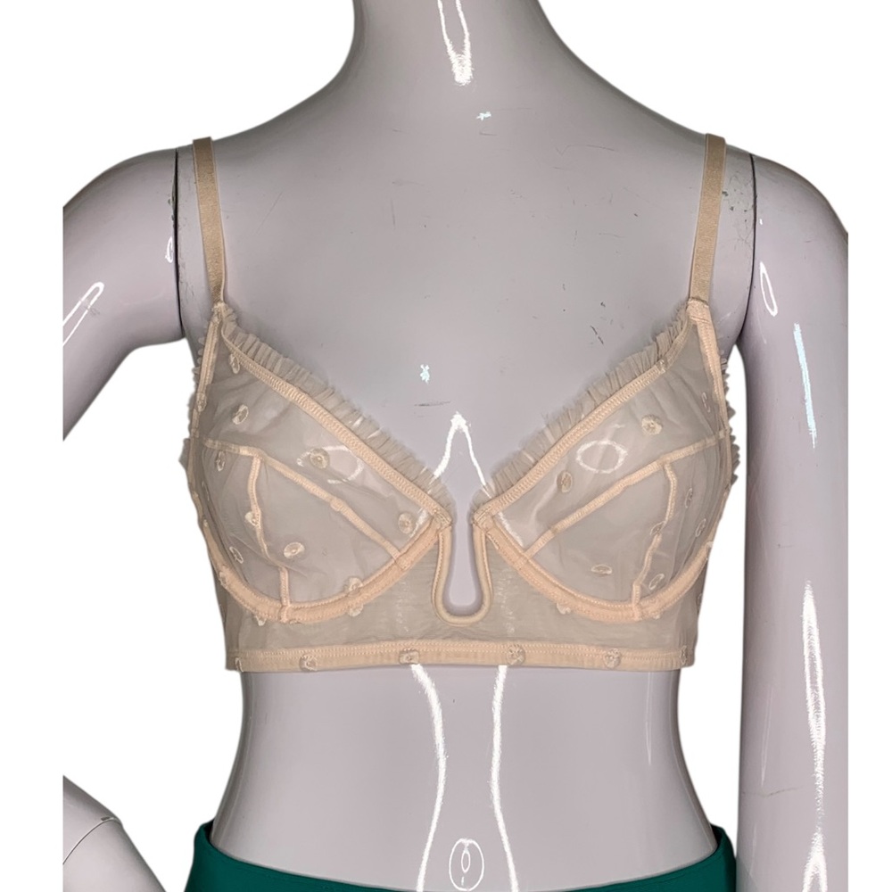 Paris Atelier & Other Stories NWOT Sheer Dotted Mesh Under Wire Bra Pink Sz C34